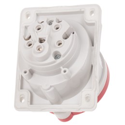 1 pcs - Scame IP44 Red Panel Mount 3P + N + E Heavy Duty Power Connector Socket, Rated At 16A, 415 V