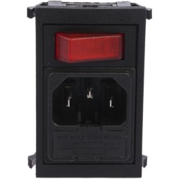 1 pcs - Bulgin C14 Snap-In IEC Connector Male, 10A, 250 V, Fuse Size 5 x 20mm