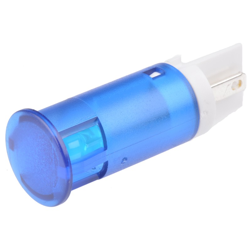 1 pcs - Apem Blue Panel Mount Indicator, 24V dc, 12mm Mounting Hole Size, Faston, Solder Lug Termination