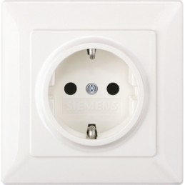 1 pcs - Siemens White 1 Gang Plug Socket, 16A, Type F - German Schuko, Indoor Use