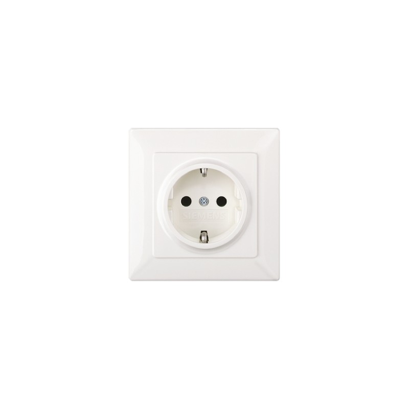 1 pcs - Siemens White 1 Gang Plug Socket, 16A, Type F - German Schuko, Indoor Use