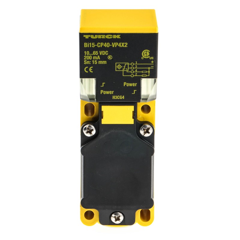 1 pcs - Turck BI15 Series Inductive Block-Style Proximity Sensor, 15 mm Detection, PNP Output, 10 - 65 V dc, IP67