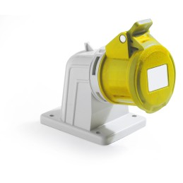 1 pcs - RS PRO IP44 Yellow Panel Mount 2P + E Industrial Power Socket, Rated At 16A, 100 - 130 V