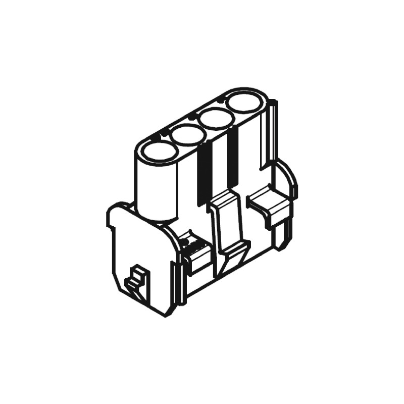 50 pcs - Molex, MLX Female Connector Housing, 6.35mm Pitch, 4 Way, 1 Row