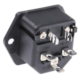 1 pcs - RS PRO C14 Panel Mount IEC Connector Male, 10A, 250 V, Fuse Size 5 x 20mm