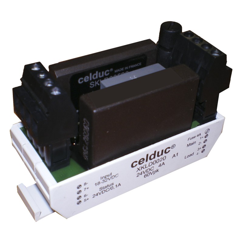 1 pcs - Celduc XK Series Solid State Relay, 4 A Load, DIN Rail Mount, 40 V dc Load, 32 V dc Control
