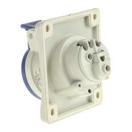 1 pcs - Scame IP44 Blue Panel Mount 2P + E Heavy Duty Power Connector Socket, Rated At 16A, 230 V