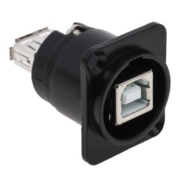 1 pcs - RS PRO Straight, Panel Mount, Socket to Socket Type B to A 2.0 USB Connector