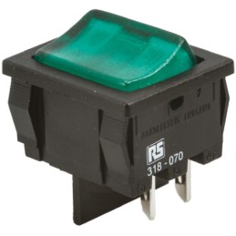 1 pcs - Arcolectric (Bulgin) Ltd Illuminated DPST, On-Off Rocker Switch Panel Mount