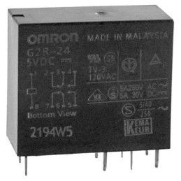 1 pcs - Omron PCB Mount Power Relay, 5V dc Coil, 5A Switching Current, DPDT