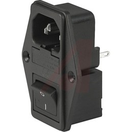 1 pcs - Schurter C14 Panel Mount IEC Connector Male, 10A, 250 V, Fuse Size 5 x 20mm