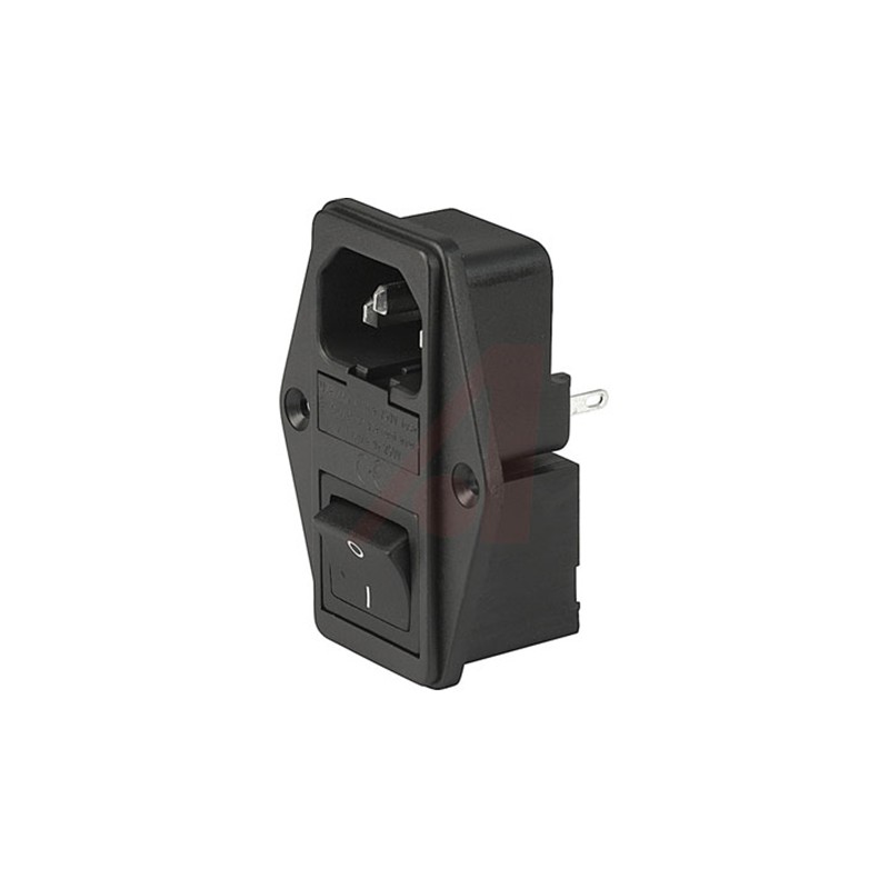 1 pcs - Schurter C14 Panel Mount IEC Connector Male, 10A, 250 V, Fuse Size 5 x 20mm
