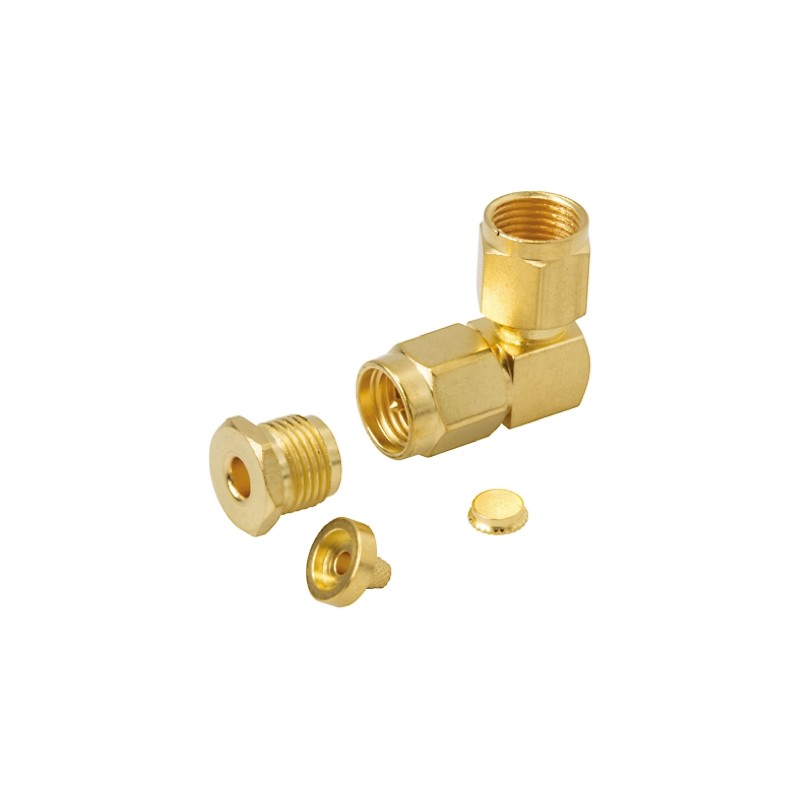 1 pcs - TE Connectivity, Plug Cable Mount SMA Connector, 50Ω, Clamp Termination, Right Angle Body