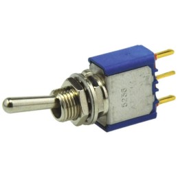 1 pcs - APEM Toggle Switch, PCB Mount, On-Off-On, SPST, PC Terminal Terminal, 20V ac/dc