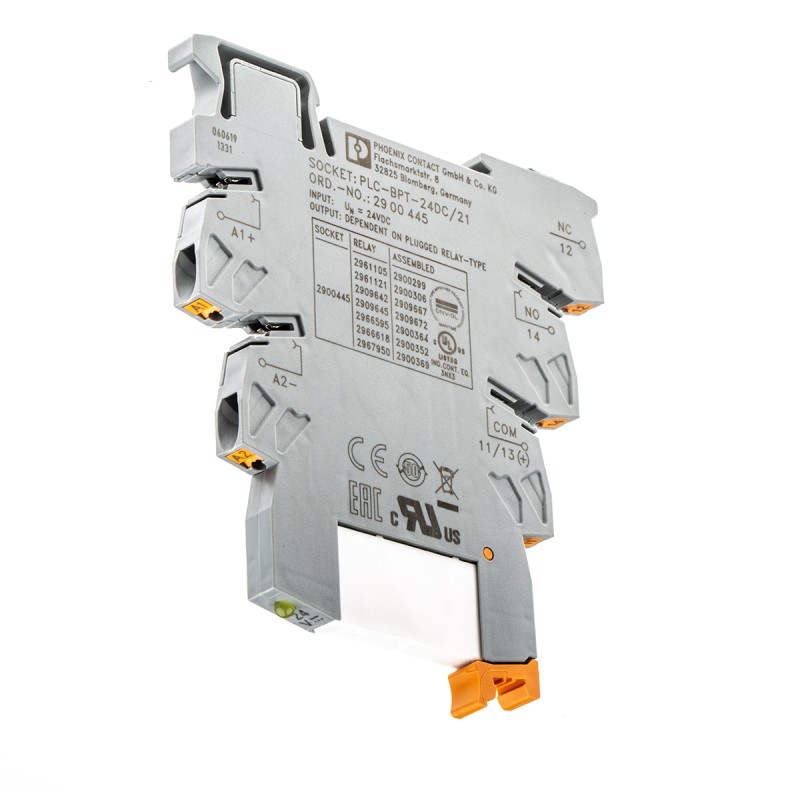 1 pcs - Phoenix Contact PLC-RPT-24DC/21 Series Interface Relay, DIN Rail Mount, 24V dc Coil, SPDT, 1-Pole