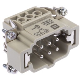 1 pcs - HARTING Heavy Duty Power Connector Insert, 16A, Male, Han E Series, 6 Contacts