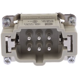 1 pcs - HARTING Heavy Duty Power Connector Insert, 16A, Male, Han E Series, 6 Contacts