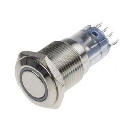 1 pcs - RS PRO Illuminated Push Button Switch, Latching, Panel Mount, 16mm Cutout, SPDT, White LED, 250V ac, IP65, IP67