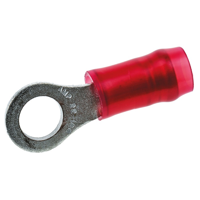 50 pcs - TE Connectivity, PIDG Insulated Ring Terminal, M4 Stud Size, 0.26mm² to 1.65mm² Wire Size, Red
