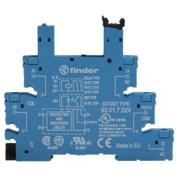 1 pcs - Finder 93 5 Pin 6-24V dc DIN Rail Relay Socket, for use with 34.81, 34.51 Series Relay