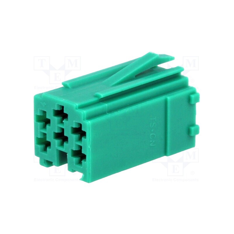 10 pcs : - Connector housing, plug, mini ISO, PIN: 6, green, 331444,331450