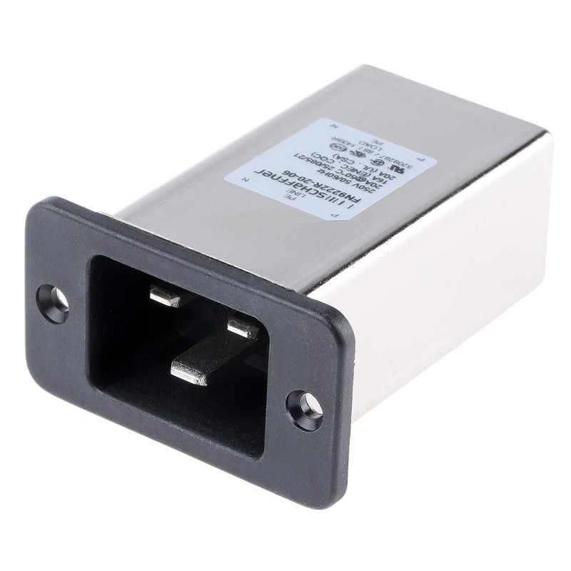 1 pcs - Schaffner 20A, 250 V ac Male Flange Mount IEC Inlet Filter FN9222R-20-06, Faston