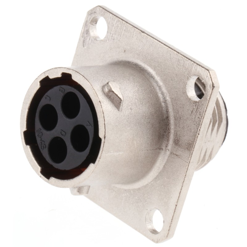 1 pcs - Souriau, UTO 4 Way Wall Mount MIL Spec Circular Connector Receptacle, Socket Contacts,Shell Size 10, Bayonet Coupling