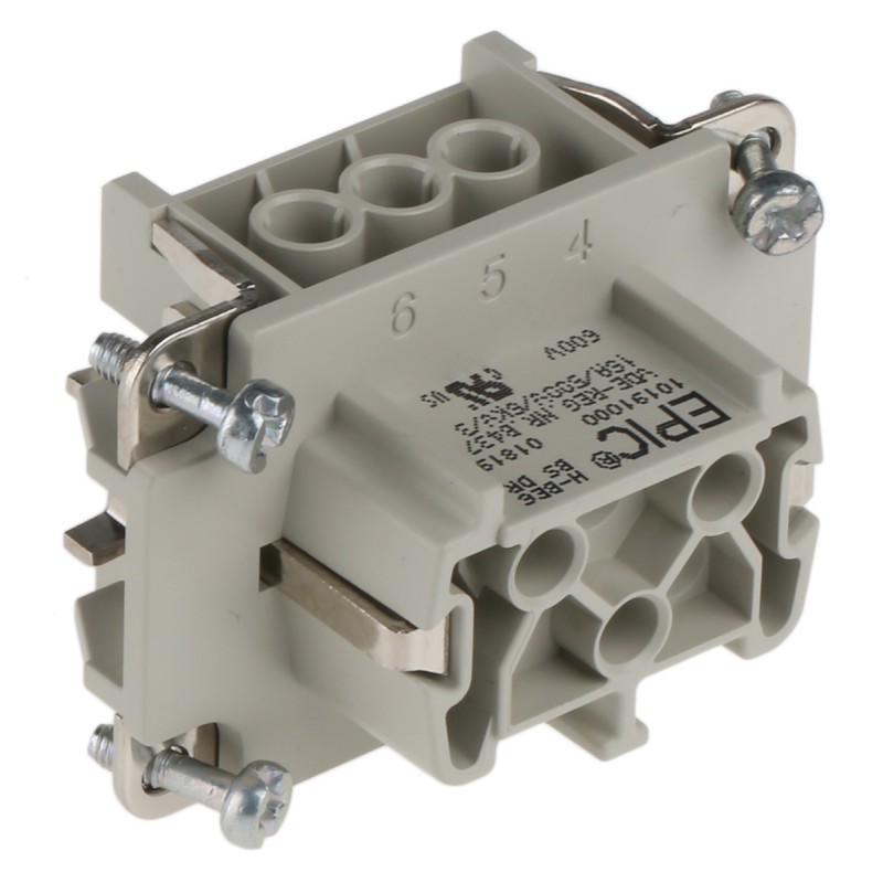 1 pcs - Epic Contact Heavy Duty Power Connector Module, 16A, Female, H-BE Series, 6 Contacts