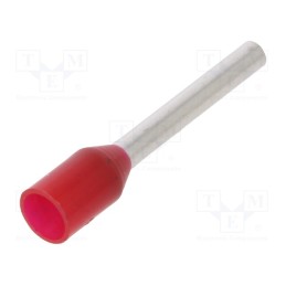 100 pcs : 216-263 - Tip: bootlace ferrule, insulated, 1mm2, 12mm, tinned, crimped, red