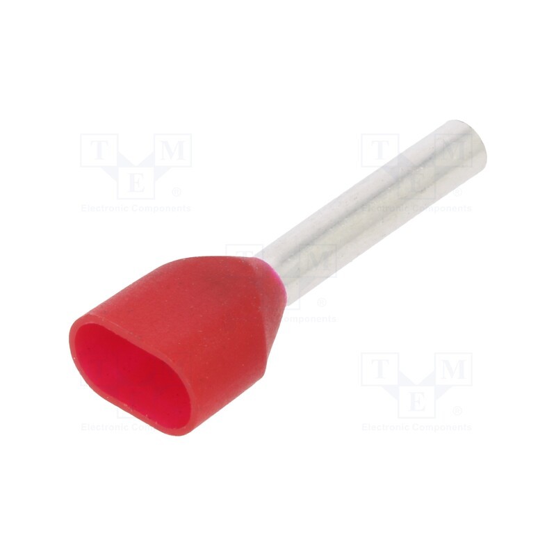 50 pcs : 216-542 - Tip: bootlace ferrule, insulated,double, 1mm2, 12mm, tinned, red