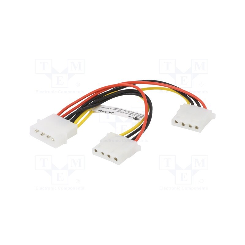 10 pcs : 50684 - Cable: mains, Molex male,Molex female x2, 0.16m