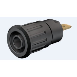 2 pcs - Staubli Black Female Banana Socket, 4 mm Connector, Press Fit Termination, 24A, 1000V, Gold Plating