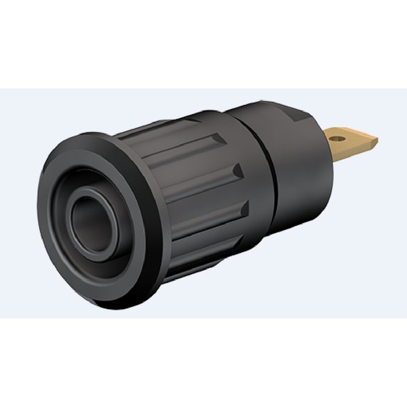 2 pcs - Staubli Black Female Banana Socket, 4 mm Connector, Press Fit Termination, 24A, 1000V, Gold Plating