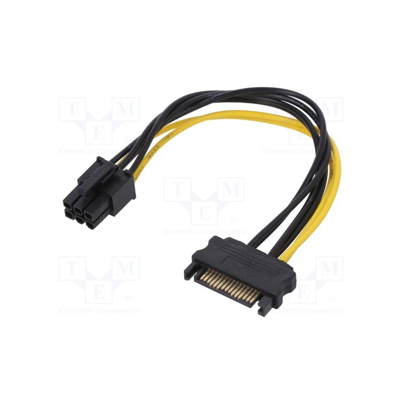 10 pcs : 53989 - Cable: SATA, PCIe 6pin female,SATA 15pin male, 0.15m, SATA III