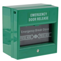 1 pcs - RS PRO Green Emergency exit unlocking box, Break Glass Operated, Indoor, Mains-Powered