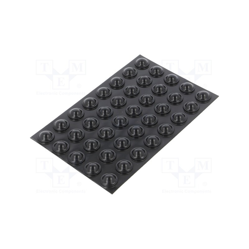 10 pcs : 7000052035 - Self-adhesive foot, H: 6.4mm, black, polyurethane, Dim: Ø15.9mm