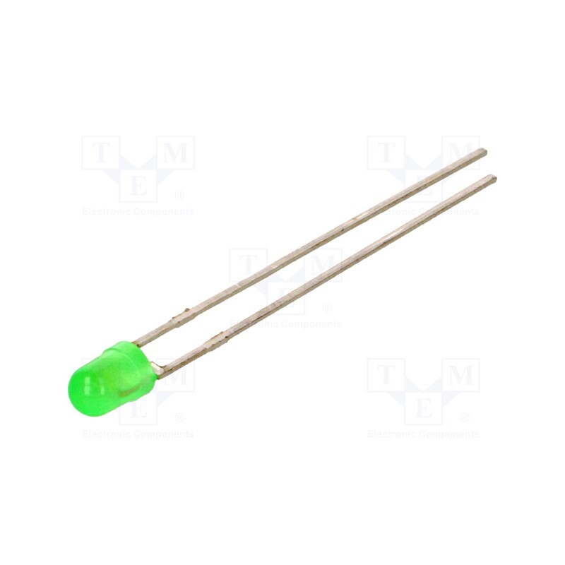 20 pcs : LTL-42NGY8D - LED, 3mm, green, 8.7÷29mcd, 100°, Front: convex, 2÷2.5V