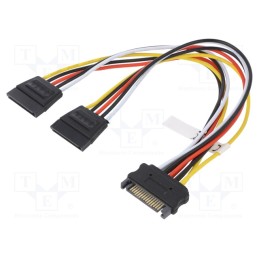 10 pcs : 95114 - Cable: SATA, SATA male x2,SATA female, 0.2m