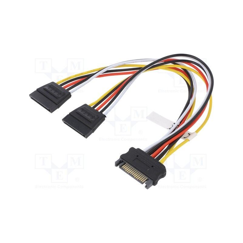 10 pcs : 95114 - Cable: SATA, SATA male x2,SATA female, 0.2m