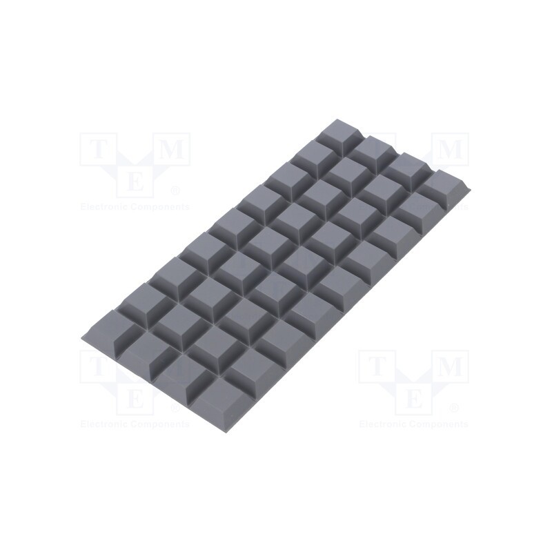 10 pcs : 7000001914 - Self-adhesive foot, H: 7.6mm, grey, polyurethane, Dim: 20.6x20.6mm