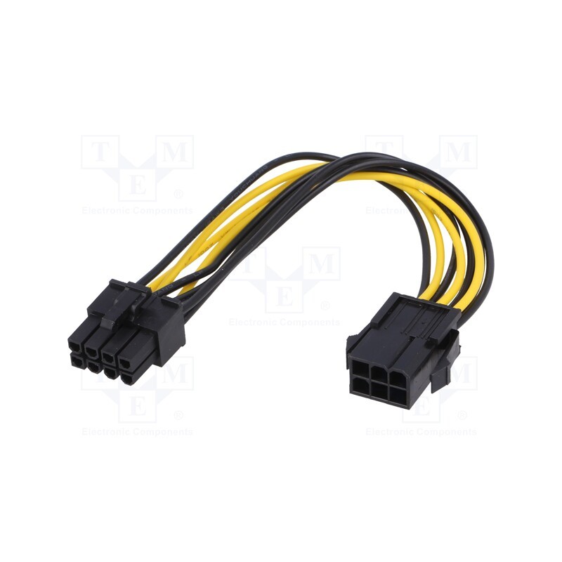 10 pcs : AK-CA-07 - Cable: mains, PCIe 6pin male,PCIe 8pin female, 0.2m