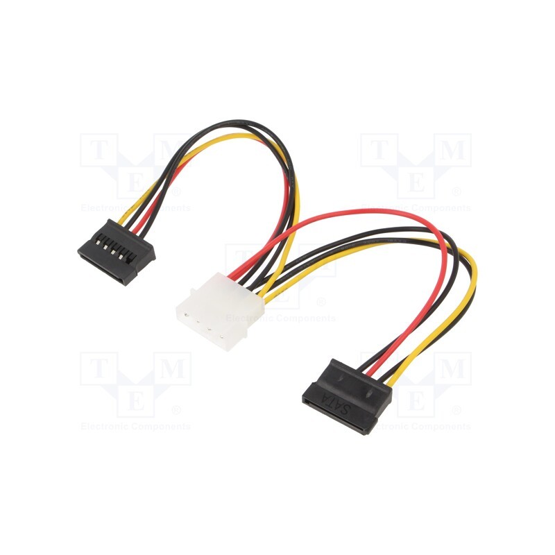 10 pcs : AK-CA-16 - Cable: mains SATA, Molex male,SATA female x2, 0.15m