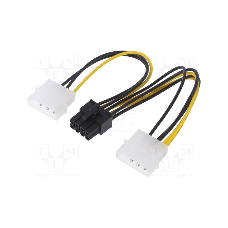 10 pcs : AK-CA-29 - Cable: mains, Molex male x2,PCIe 8pin female, 0.15m