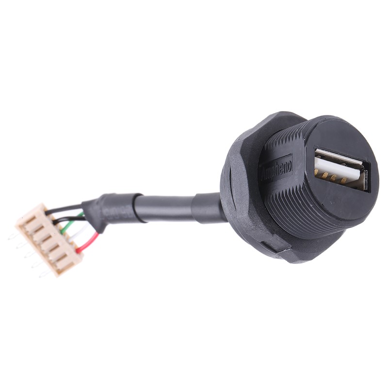 1 pcs - Amphenol Straight, Jam Nut, Socket Type A 2.0 USB Connector