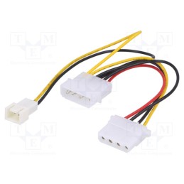 10 pcs : AK-CA-35 - Cable: mains, 12V 3pin male x2,Molex male,Molex female, 0.15m
