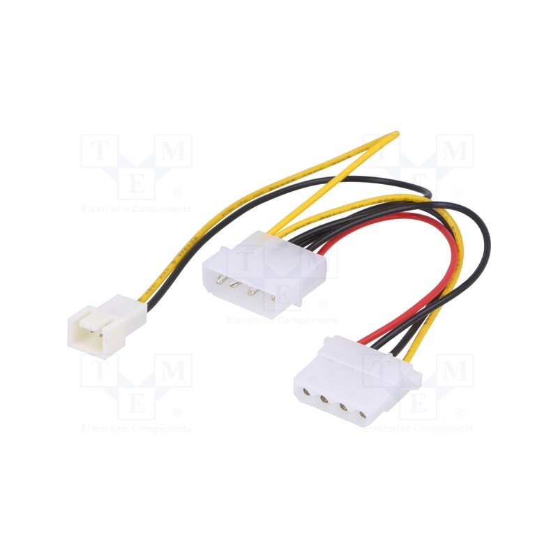 10 pcs : AK-CA-35 - Cable: mains, 12V 3pin male x2,Molex male,Molex female, 0.15m