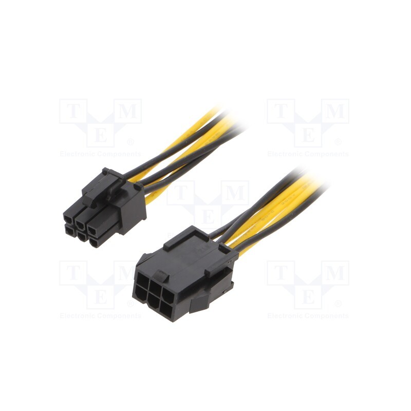 10 pcs : AK-CA-46 - Cable: mains, PCIe 6pin male,PCIe 6pin female, 0.4m