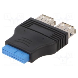 10 pcs : AK-CA-58 - Transition: adapter, USB 3.0 19pin,USB A socket x2