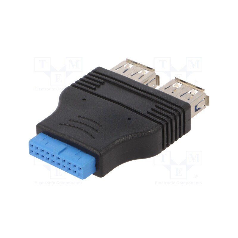 10 pcs : AK-CA-58 - Transition: adapter, USB 3.0 19pin,USB A socket x2
