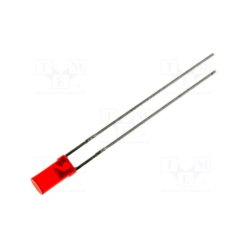 20 pcs : L-424IDT - LED, 3mm, red, 3÷5mcd, 100°, Front: flat, 2÷2.5V, No.of term: 2